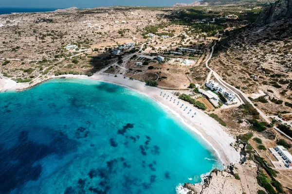 Blick Aus Der Vogelperspektive Auf Den Potali Strand Karpathos Griechenland — Stockfoto