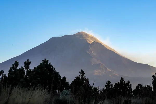 Mexicaanse Popocatepetl Vulkaan Buurt Van Mexico Stad Bij Zonsondergang — Stockfoto