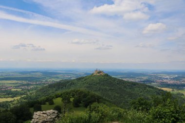 Almanya 'daki Hohenzollern Kalesi' nin havadan görünüşü