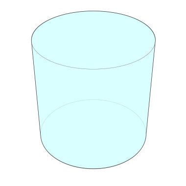 Mavi dolgulu geometrik silindir şeklinin ana hatları