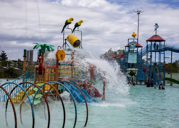 Colorful Water Park Lots Activities Families Kota Kinabalu Malaysia — Stock Photo, Image