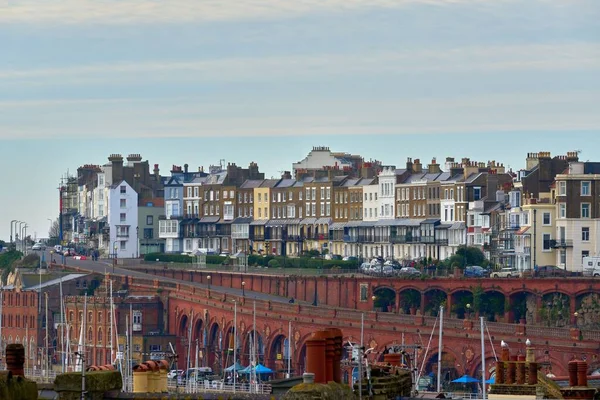 stock image The Royal Parade and Nelson Crescent streets with traditional buildings in Ramsgate, UK