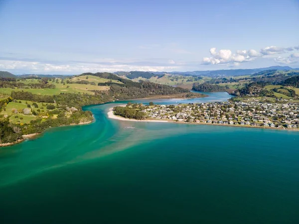 Aerial View Sea Cooks Beach Coromandel Peninsula New Zealand North — Stock Photo, Image