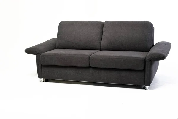 Leeres Modernes Graues Sofa Isoliert Vor Weißem Hintergrund — Stockfoto