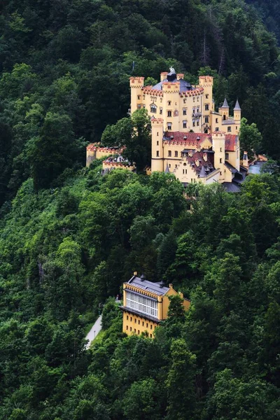 Eine Vertikale Aufnahme Des Schlosses Hohenschwangau Den Bayerischen Bergen — Stockfoto