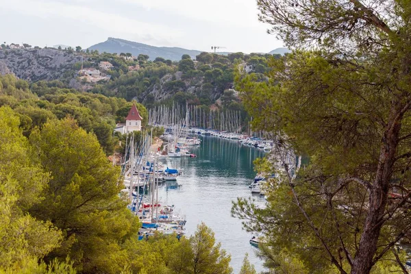Port Miou Cassis Frankrike Med Fartyg Och Båtar Som Ligger — Stockfoto