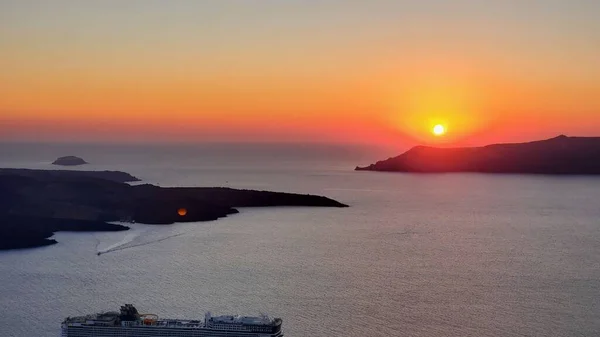 Sunset Santorini Right Thira — Foto de Stock