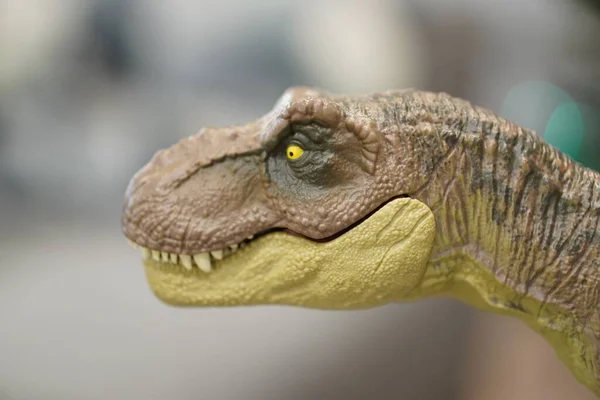 Крупный План Головы Бренда Mattel Tyrannosaurus Rex Игрушечной Фигурки Серии — стоковое фото