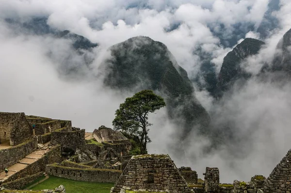 Een Luchtfoto Van Machu Picchu Peru — Stockfoto