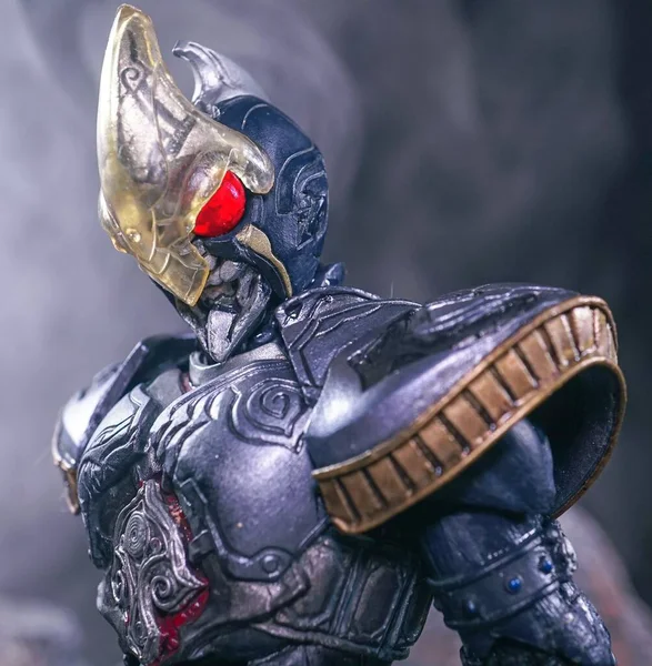 Közelkép Sic Kamen Rider Blade Ace Form Figura Sötét Háttér — Stock Fotó