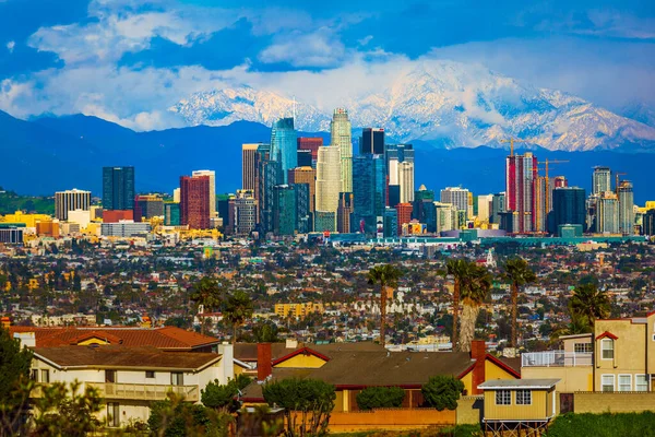 Μια Όμορφη Θέα Του Ορίζοντα Της Πόλης Του Λος Άντζελες — Φωτογραφία Αρχείου