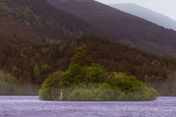 Malý Ostrov Uprostřed Velké Vodní Plochy Loch Eilein Národní Park — Stock fotografie