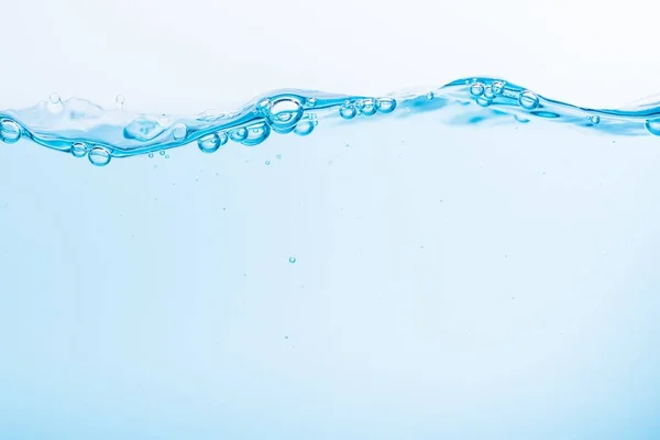 Крупный План Голубой Пресной Воды Пузырьками Поверхности Жидкости — стоковое фото