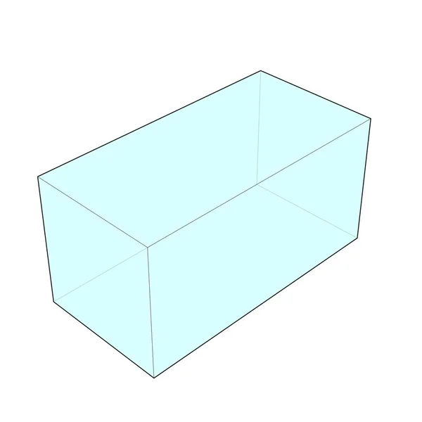 Contour Forme Géométrique Rectangulaire Prisme Avec Remplissage Bleu — Photo