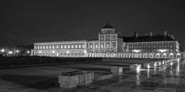 Zdjęcie Skali Szarości Pałacu Królewskiego Aranjuez Aranjuez Hiszpania — Zdjęcie stockowe