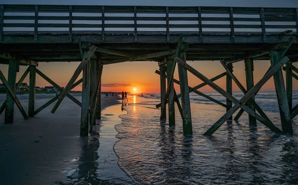 Bridge Sea Water Sunset South Carolina — Stock Photo, Image