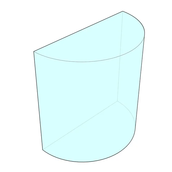 Een Schets Van Een Geometrische Halve Cilindervorm Met Blauwe Invulling — Stockfoto