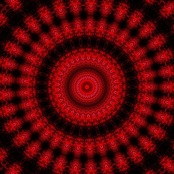 Een Rode Mandala Kleurrijke Abstract Zwarte Achtergrond — Stockfoto