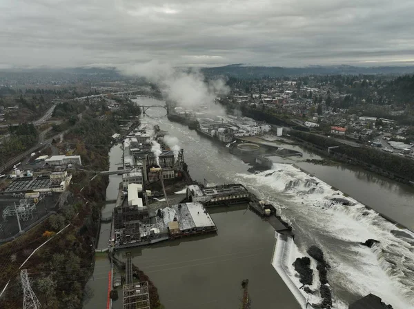 Una Vista Aérea Del Río Willamette Industrial Oregon —  Fotos de Stock