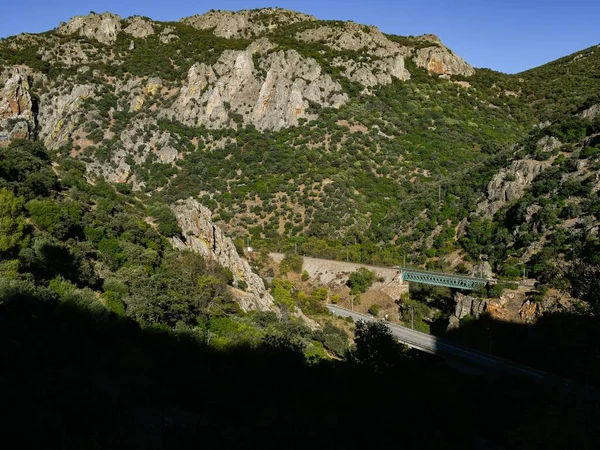 Widok Lotu Ptaka Most Kolejowy Kanionie Despenaperros Jaen Andaluzja Hiszpania — Zdjęcie stockowe