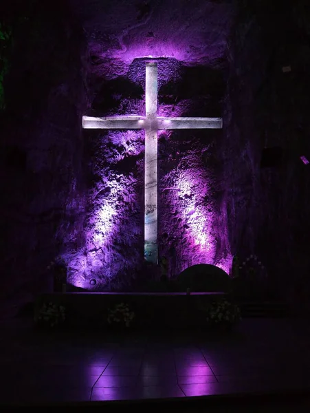 Interior Salt Cathedral Zipaquira Colombia Vertical Shot — Stock Photo, Image