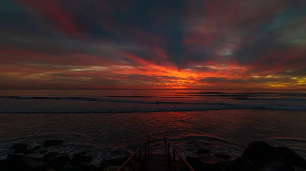 Fantastické Barvy Západu Slunce Nad Oceanside California — Stock fotografie