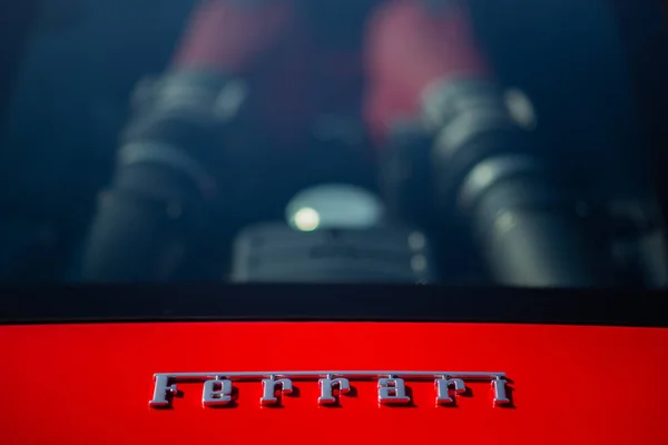 Closeup Red Ferrari Logo — Stock Photo, Image