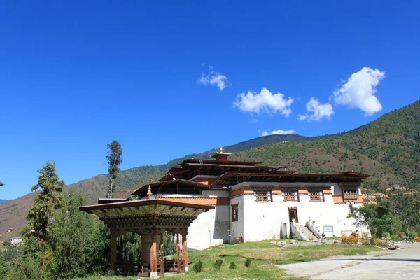 Simtokha Dzong Butão Sob Céu Azul Dia Ensolarado — Fotografia de Stock