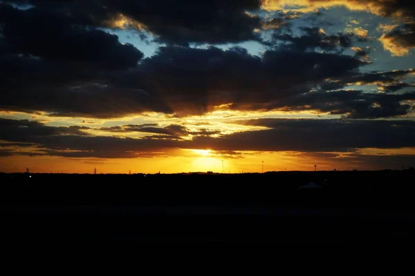 Teksas Otoyolu Boyunca Gün Batımının Resmi — Stok fotoğraf
