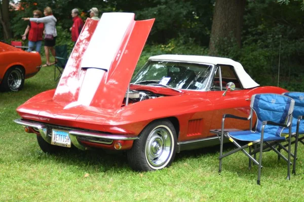 Une Chevrolet Corvette Vintage Rouge Exposée Hampshire Illinois Suds Fun — Photo