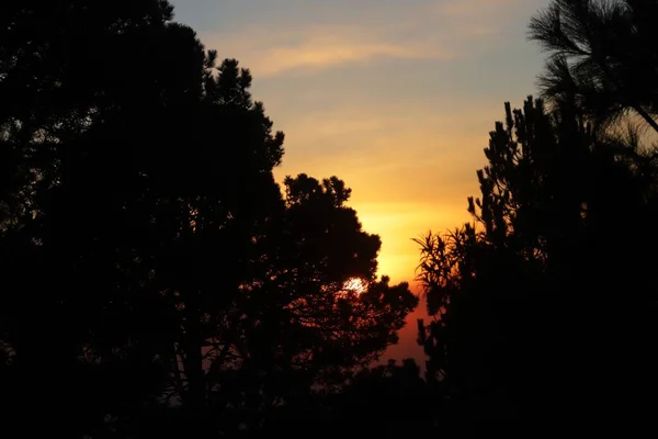 Красивий Захід Сонця Веретеноподібним Шлейфом Горах Мексиці Поблизу Вулкана Грудні — стокове фото
