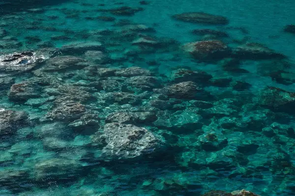 Чистая Вода Острова Палмарола Стороне Понца — стоковое фото