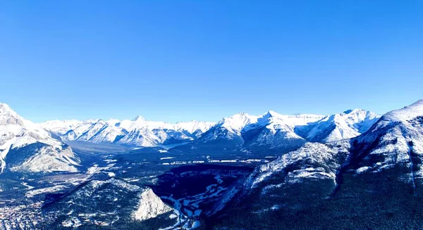 Aerial View Snow Covered Mountain Peaks Banff National Park Alberta — Stock Photo, Image