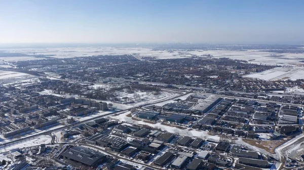 Flygbild Stad Molnig Vinterdag — Stockfoto