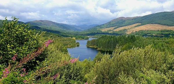 Lake District Şelalesinin Dağlık Arazilerindeki Yeşil Bitkiler Ağaçlar Arasında Bir — Stok fotoğraf