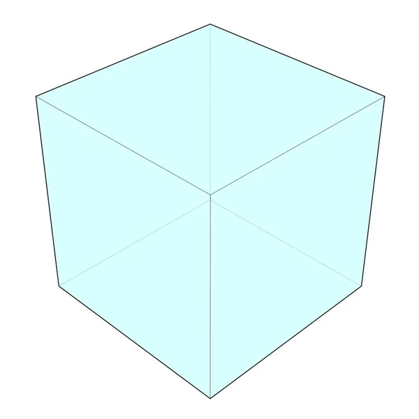Illustration Numérique Contour Cube Géométrique Avec Remplissage Bleu Sur Fond — Photo