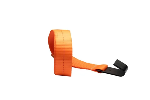 Een Rol Van Een Oranje Half Geopende Sleepband Voor Meubellevering — Stockfoto
