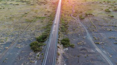 Etrafı bitkilerle çevrili bir otoyolun havadan görüntüsü.