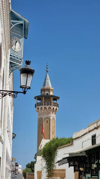 Vista Mezquita Hammouda Pacha Sobre Fondo Del Cielo Azul Túnez — Foto de Stock