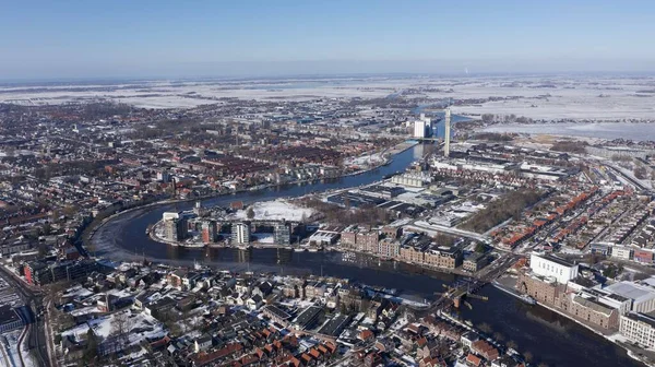 Вид Воздуха Здания Водоем Нидерландах — стоковое фото