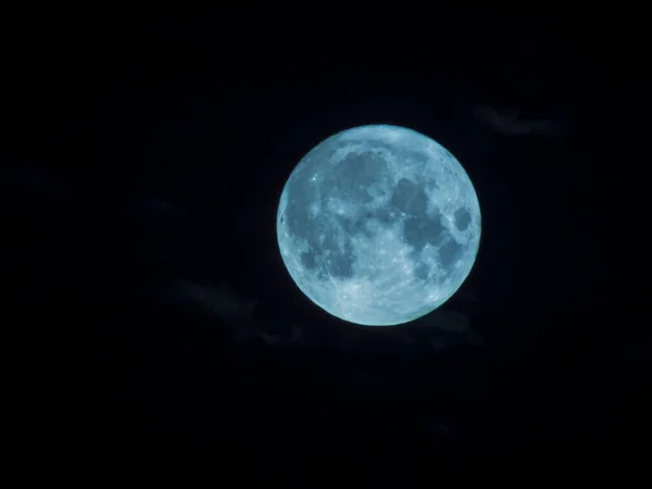 Luna Llena Cielo Oscuro Por Noche —  Fotos de Stock