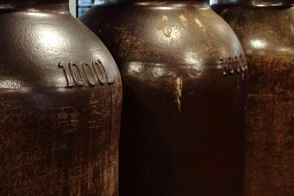 Close Shot 1000 Liters Stone Vessels Distillery — Stock Photo, Image