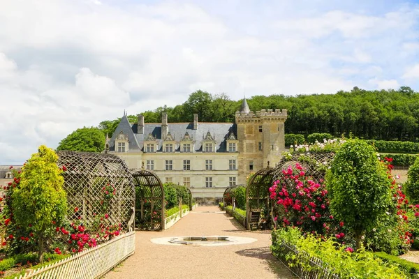 Gyönyörű Zöld Kert Járdák Chateau Villandry Vidéki Ház Indre Loire — Stock Fotó