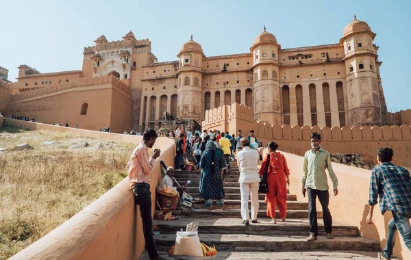 People Steps Amber Palace Jaipur India — Stock Photo, Image