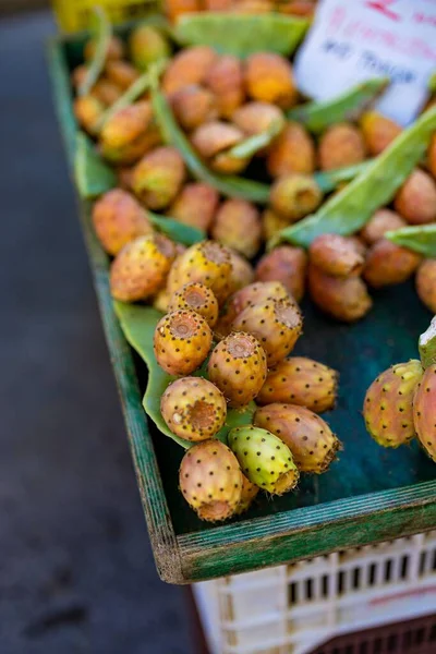 Vertical Shot Prickly Pears Sale Greek Market Chania Crete Greece — Stock Photo, Image