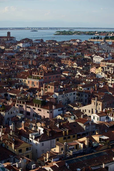 Függőleges Festői Nagy Látószögű Kilátás Velence Város Táj Szent Márk — Stock Fotó