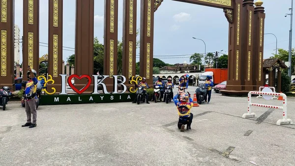 Grupo Motociclistas Pelo Sultão Ismail Petra City Kota Bharu Kelantan — Fotografia de Stock