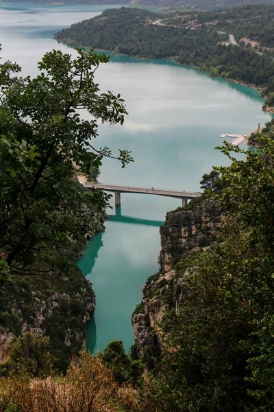 Widok Lotu Ptaka Jezioro Verdon Canyon Lac Croix Haute Provence — Zdjęcie stockowe