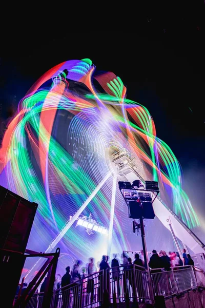 Vertical Shot Glowing Illuminated Rides Annual Street Fair Giles Oxford — Stock Photo, Image
