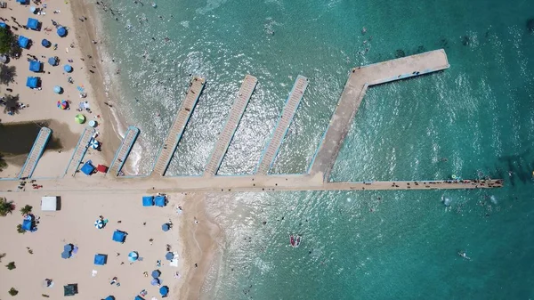 Αεροφωτογραφία Των Αποβάθρων Στο Crash Boat Beach Στην Aguadilla Πουέρτο — Φωτογραφία Αρχείου